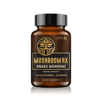 HPD Rx Mushroom Rx Organic Mushroom Extract Blend Max Immunity Dose, Lion’s Mane