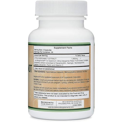 Citrus Bergamot Supplement - Only Patented, Clinically Proven Bergamot Extract - 1,000mg