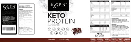 K-GEN™ Keto Collagen Protein Powder Natural Multi Collagen Chocolate Blend, Coconut MCT Vitamin C+B6