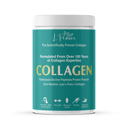 L Primero Collagen Peptides Powder 400g, Hydrolysed Unflavoured, Grass-Fed Bovine Bioactive Protein, Highly absorbable 18 Amino Acids, Keto