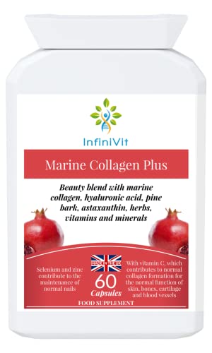 nfiniVit Marine Collagen Plus Blend Capsules - Hair Growth Enhancer with Enriched Vitamin C and Vitamin E 