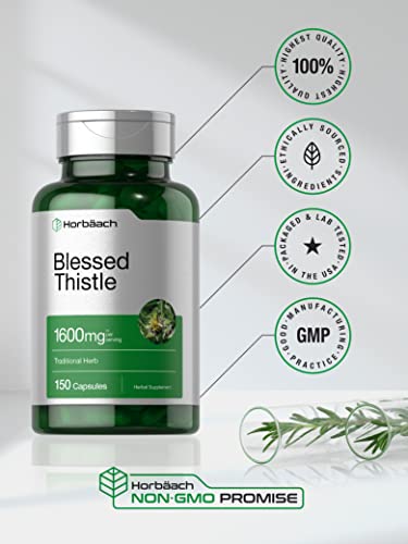 Blessed Thistle Capsules 1600 mg | 150 Count | Max Potency | Non-GMO, Gluten Free