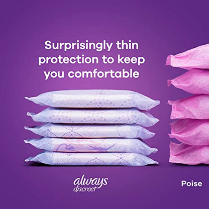 Always Discreet Adult Moderate Long Incontinence Pads, Up to 100% Leak