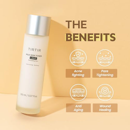 TIRTIR Milk Skin Toner Light | Instant Hydration with 4% Niacinamide, Pore-Tightening