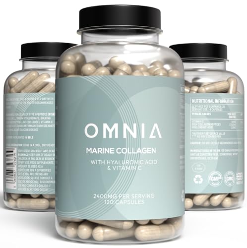 Omnia Marine Collagen Capsules 2400mg for Women & Men with Type I Collagen