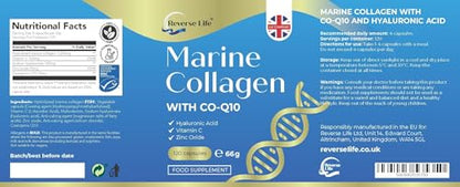 Reverse Life Marine Collagen Capsules 1200mg – with Hyaluronic Acid & Vitamin C + Q10