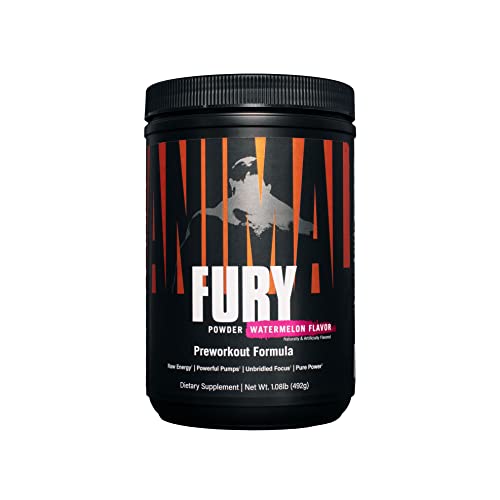 Animal Fury Pre Workout Powder Supplement for Energy and Focus 5g BCAA 350mg Caffeine