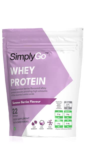 SimplyGo Whey Protein Powder | 900g | Simply Add 30g to Water, Juice or Shakes