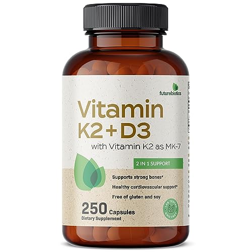 Futurebiotics Vitamin K2 (MK7) with D3 Supplement - Non-GMO Formula - 5000 IU Vitamin