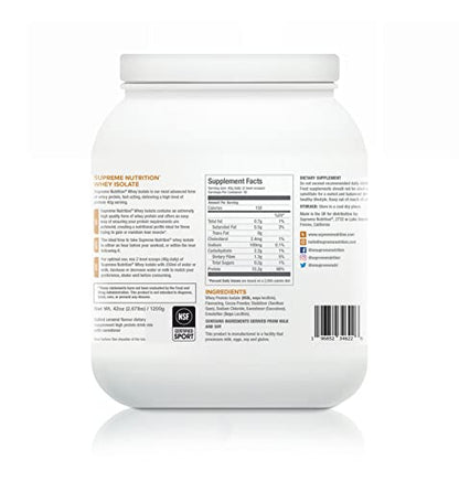 Supreme Nutrition Whey Protein Isolate | 1.2kg - 30 Servings | 33g of Pure Whey Isolate Per Serving