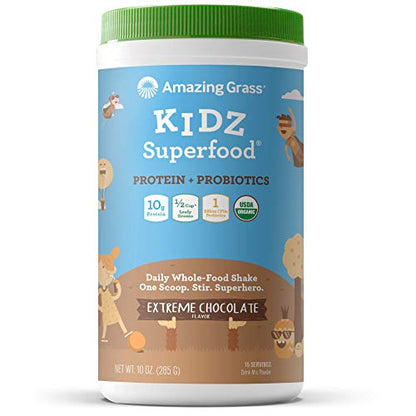 Amazing Grass Kidz Superfood: Vegan Protein & Probiotics for Kids with Beet Root Powder 