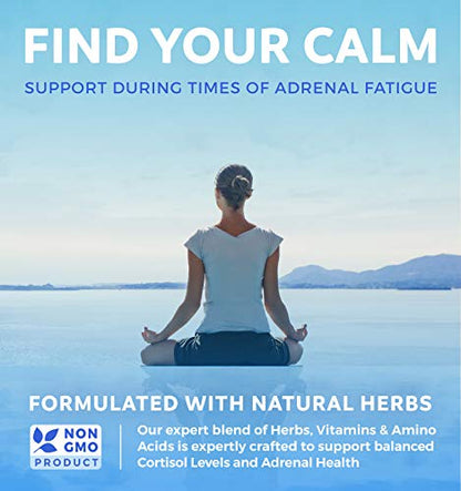 Adrenal Support & Cortisol Manager (Non-GMO) Powerful Adrenal Health with L-Tyrosine