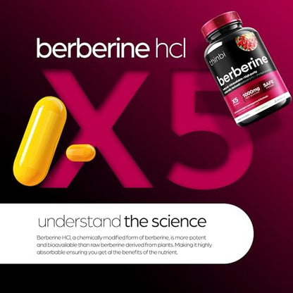 1000mg Berberine Supplement Capsules with Bitter Melon and Banaba Leaf - 30 Servings