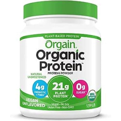 Orgain Organic Unflavored Vegan Protein Powder, Natural Unsweetened - 21g Plant Based