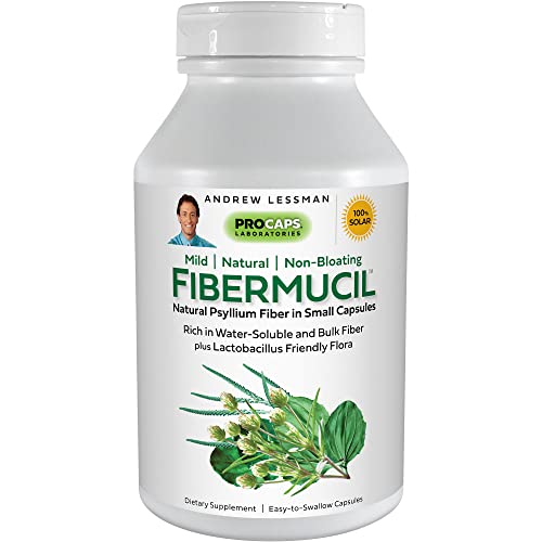 ANDREW LESSMAN Fibermucil 60 Capsules –Psyllium Husk Powder. Gently Promotes Regularity