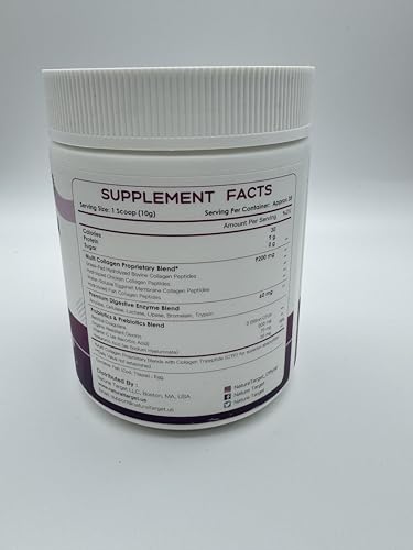 NATURE TARGET Multi Collagen Peptides Powder - Type I, II, III, V, X - Hydrolyzed Collagen