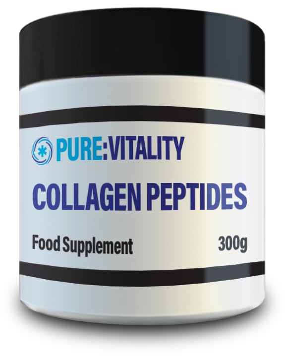 Pure Vitality : Bovine Collagen Peptides (300g) - 30 Servings - UK GMP Certified Manufacturer