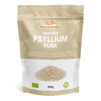 Organic Psyllium Husk - 99% Purity - 200g. Pure & Natural Psyllium Seed Husks