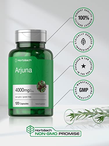 Arjuna Capsules 4000mg | 120 Count | Non-GMO, Gluten Free | from Arjuna Bark Herb