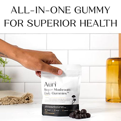 Auri Super Mushroom Gummies - All-in-One Daily Supplement Gummy - 12 Mushroom