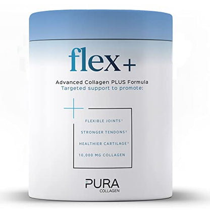 Pura Collagen Powdered Supplement Flex+, 10,000 mg Hydrolysed Peptides, Vitamin C & Manganese