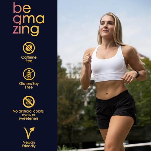 BEAM Be Amazing Vegan Stim Free Pre-Workout Powder | Energy Booster Powdered Drink with No Caffeine, No Crash, No Jitters | Gluten-Free Supplement with Adaptogens | Pink Lemonade, 40 Scoops