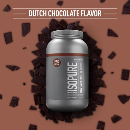 Isopure Dutch Chocolate Whey Isolate Protein Powder with Vitamin C & Zinc for Immune