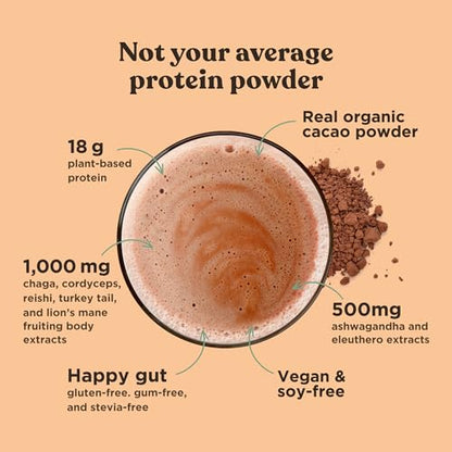 Four Sigmatic Organic Plant-Based Protein Powder Creamy Cacao Protein with Lion’s Mane