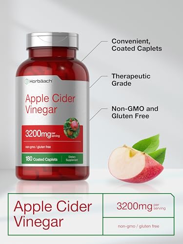 Apple Cider Vinegar Tablets 3200mg | 180 Pills | Vegetarian, Non-GMO & Gluten Free Supplement