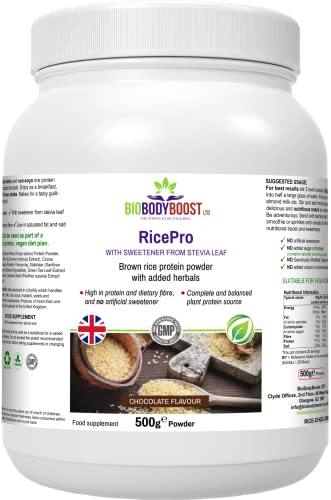 RicePro |Chocolate | Brown Rice Protein Powder with Added Herbals | Chicory Root Extract,