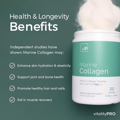 Marine Collagen 375g - 12.5g x 30 Servings - Naticol® Type 1 and 3 - Vitality Pro Hydrolysed Collagen