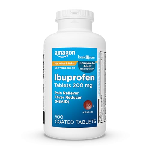 Amazon Basic Care Ibuprofen Tablets 200 mg, Pain Reliever/Fever Reducer, Body Aches