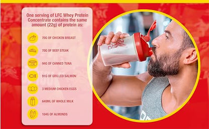 LFC Whey Protein Powder Cookies & Cream Flavour 908g 15.5g naturally-occurring BCAAs