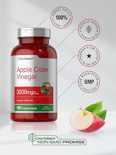 Apple Cider Vinegar Tablets 3200mg | 180 Pills | Vegetarian, Non-GMO & Gluten Free Supplement