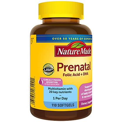 Nature Made Prenatal with Folic Acid + DHA, Prenatal Vitamin and Mineral Supplement