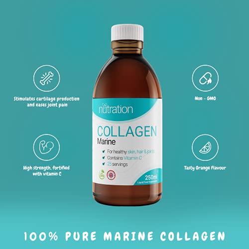 Marine Collagen Liquid | 25 x 10ml Servings | Liquid Collagen Drink for Women and Men | Pure Marine Collagen for Strong Bones & Joints