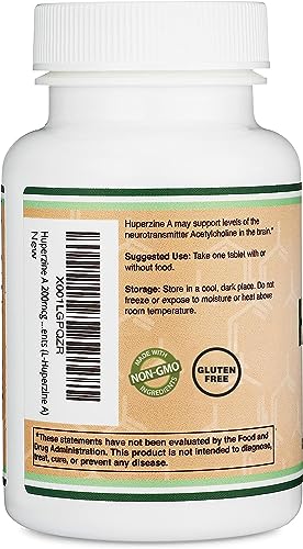 Huperzine A 200mcg (Third Party Tested) Manufactured in The USA, 120 Tablets, Brain