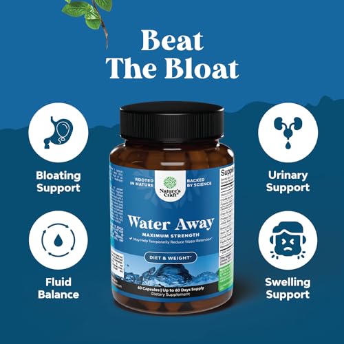 Water Away Pills Maximum Strength - Herbal Diuretic Pills for Water Retenti