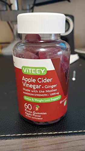 Apple Cider Vinegar Gummies 1,000mg Plus Ginger, ACV with The Mother, Detox Cleanse