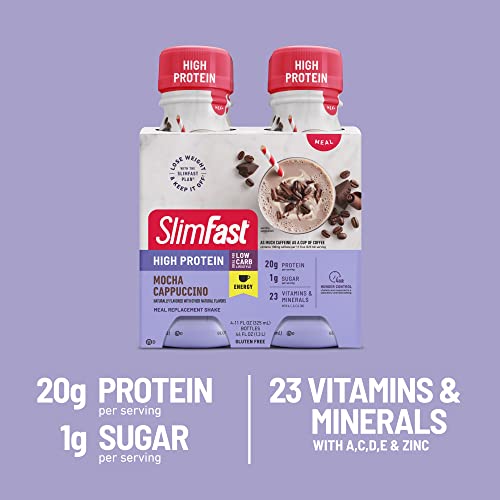 SlimFast Advanced Energy High Protein Meal Replacement Shake, Rich Chocolate, 20g