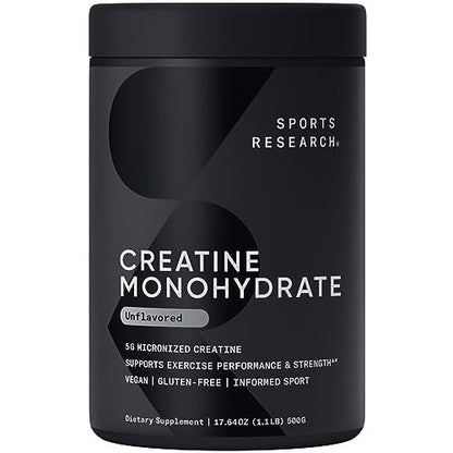 Sports Research Creatine Monohydrate - Gain Lean Muscle, Improve Performance 