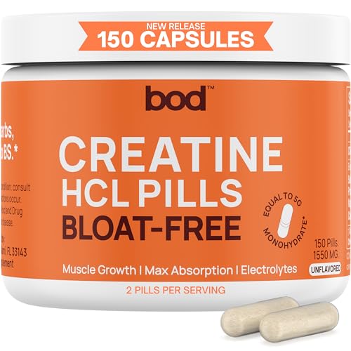 Creatine HCL Pills - Muscle Growth, Endurance, No Bloat, No Load, Not Flavored