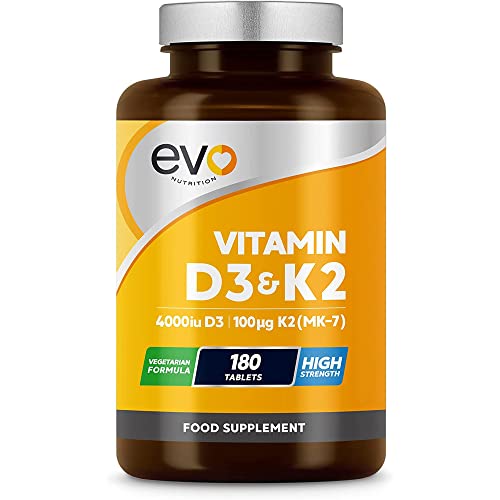 Vitamin D3 4000iu & Vitamin K2 100ug (MK7) |180 Vegetarian Tablets | 1-A-Day | 6 Month