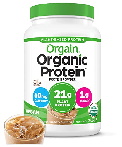 Orgain Organic Vegan Protein Powder, Iced Coffee - 21g Plant Based Protein, Gluten Free