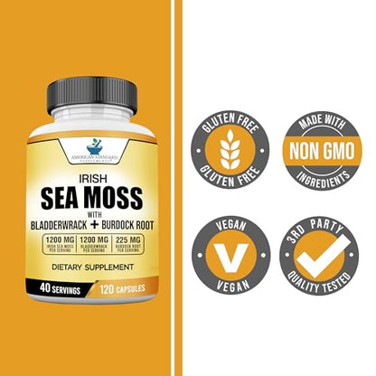 American Standard Supplements Irish Sea Moss 1200mg, Bladderwrack 1200mg