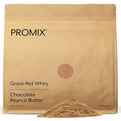 Promix Whey Protein Powder, Chocolate Peanut Butter - 2.5lb Bulk - Grass-Fed & 100% 