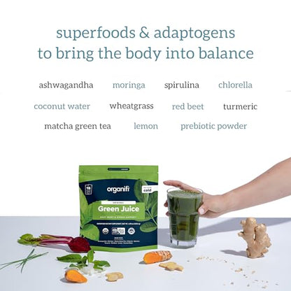 Organifi: GO Packs - Green Juice - Organic Superfood Supplement Powder - 15 Servings