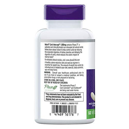 Natrol Carb Intercept with Phase 2 Carb Controller Capsules, White Kidney (Pack of 12)