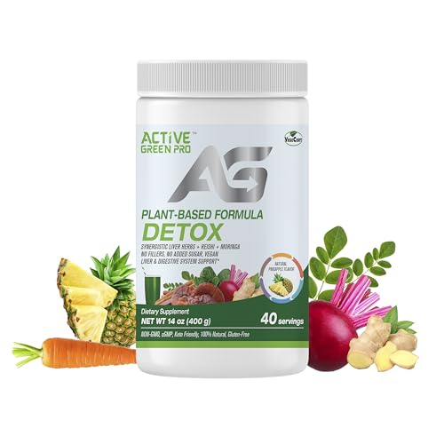 Active Green Pro - Detox Powder, Blend of Synergistic Liver Herbs, Reishi, Moringa & Vegetables