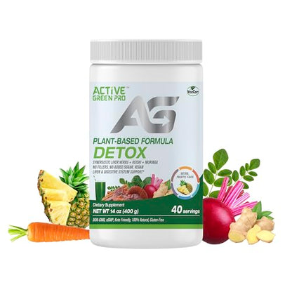 Active Green Pro - Detox Powder, Blend of Synergistic Liver Herbs, Reishi, Moringa & Vegetables